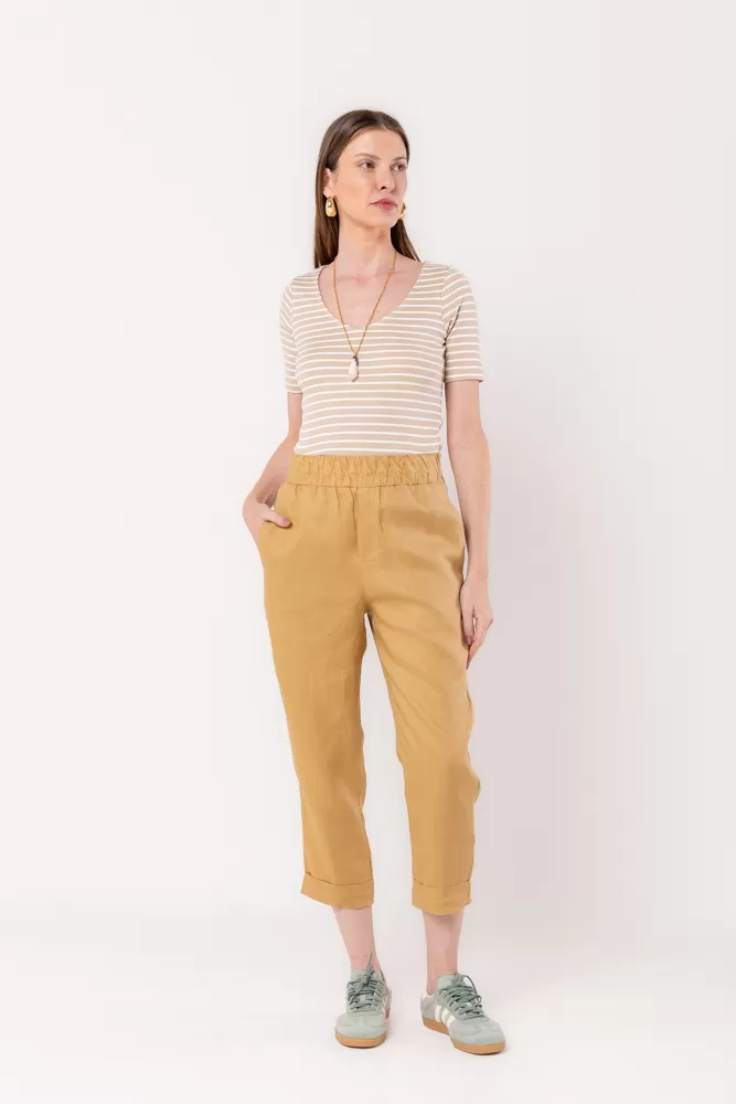 Hidrogênio - NATURAL STRIPED V-NECK TOP - 20532182 Hidrogênio - NATURAL STRIPED V-NECK TOP - 20532182