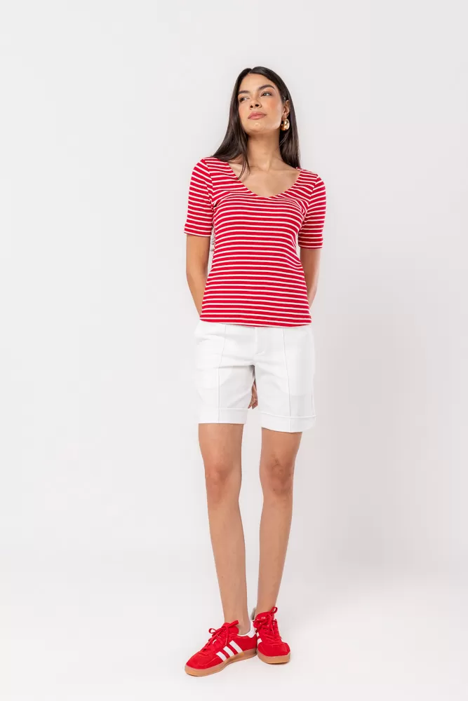 Hidrogênio - RED STRIPED V-NECK TOP - 20532008 Hidrogênio - RED STRIPED V-NECK TOP - 20532008