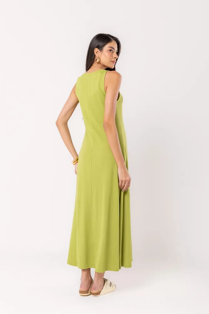 Hidrogênio - MIDI DRESS WITH FLARE CUTOUTS IN ROSEMARY - 20275558 Hidrogênio - MIDI DRESS WITH FLARE CUTOUTS IN ROSEMARY - 20275558