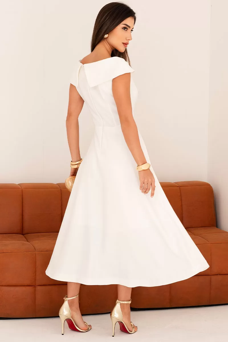 Miss Misses - Hilda Dress with Flower Detail on the Off-White Collar - 54592030 Miss Misses - Hilda Dress with Flower Detail on the Off-White Collar - 54592030