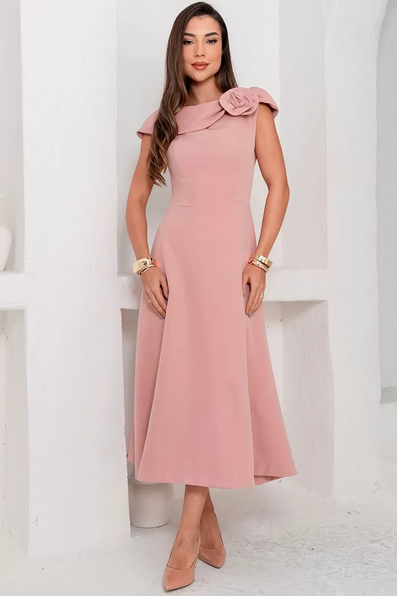 Miss Misses - Hilda Dress with Flower Detail on the Pink Collar - 54592031