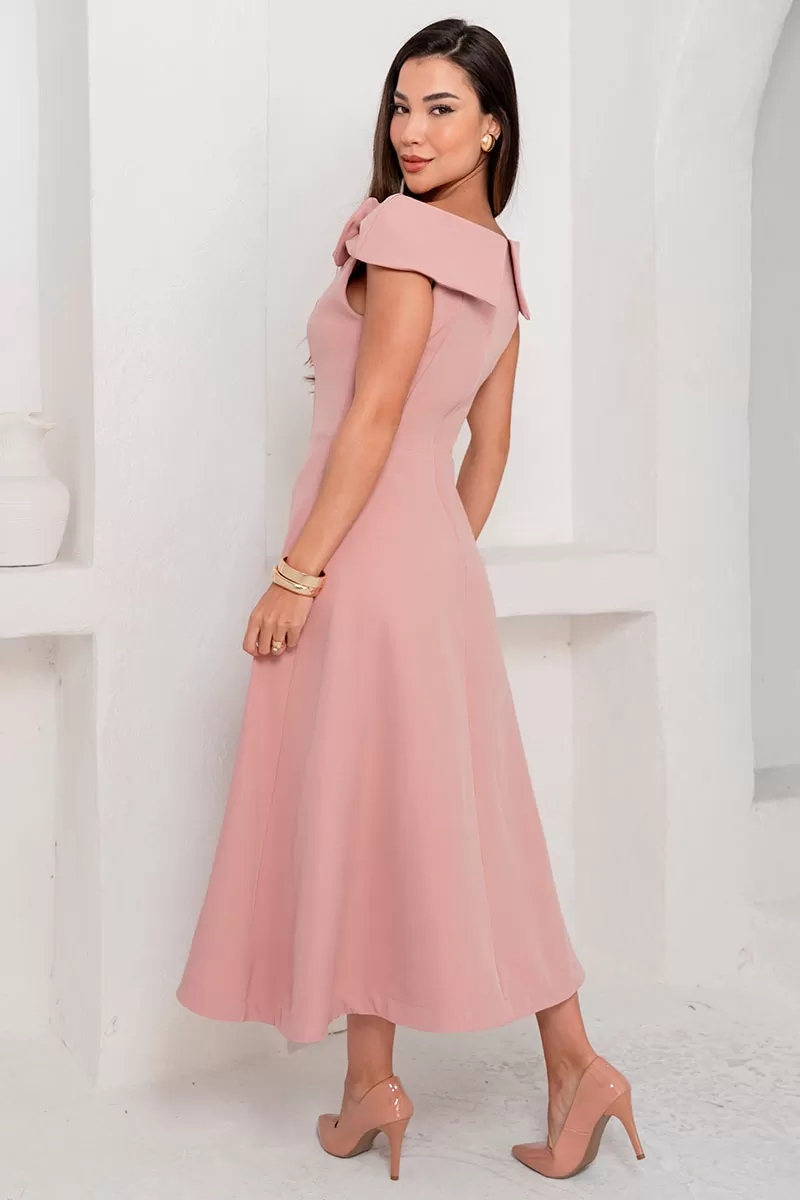 Miss Misses - Hilda Dress with Flower Detail on the Pink Collar - 54592031 Miss Misses - Hilda Dress with Flower Detail on the Pink Collar - 54592031