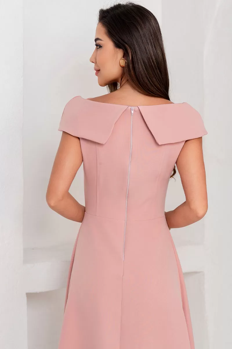 Miss Misses - Hilda Dress with Flower Detail on the Pink Collar - 54592031 Miss Misses - Hilda Dress with Flower Detail on the Pink Collar - 54592031