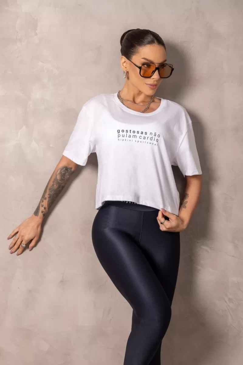 Hipkini - Cropped Brighten White fitness T-Shirt with silk - 33331204 Hipkini - Cropped Brighten White fitness T-Shirt with silk - 33331204
