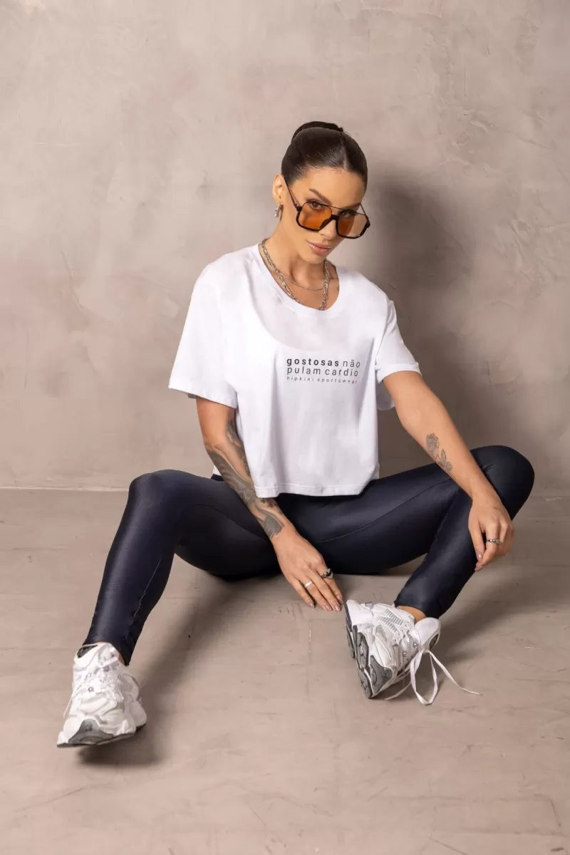 Hipkini - Cropped Brighten White fitness T-Shirt with silk - 33331204 Hipkini - Cropped Brighten White fitness T-Shirt with silk - 33331204