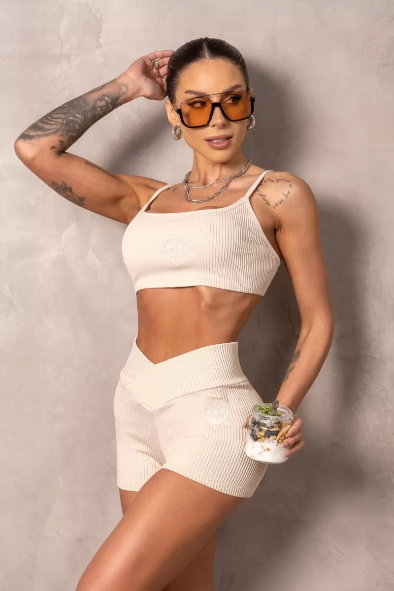 Hipkini - Brighten Cream Fitness Shorts - 33331214