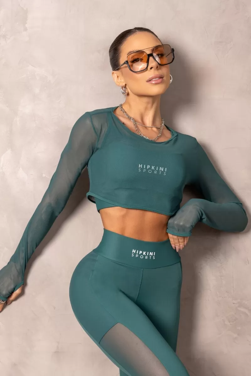 Hipkini - Brighten Green Tulle Fitness Shirt - 33331444