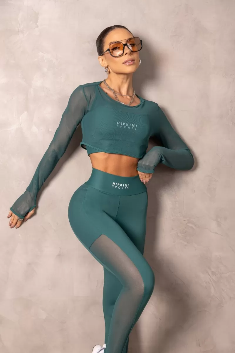 Hipkini - Brighten Green Tulle Fitness Shirt - 33331444