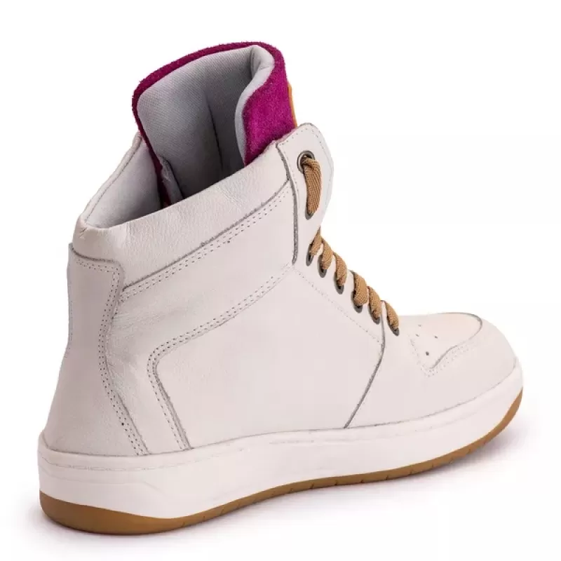 Trincks Calçados - Off-White/Purple Genuine Leather Sneakers - 20300 Trincks Calçados - Off-White/Purple Genuine Leather Sneakers - 20300