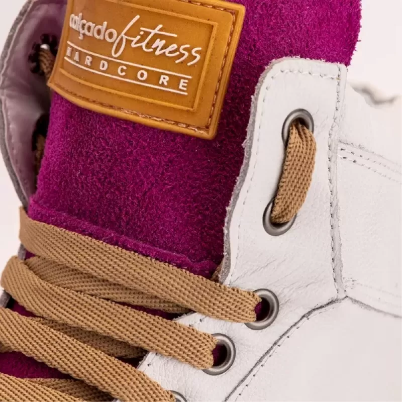 Trincks Calçados - Off-White/Purple Genuine Leather Sneakers - 20300 Trincks Calçados - Off-White/Purple Genuine Leather Sneakers - 20300