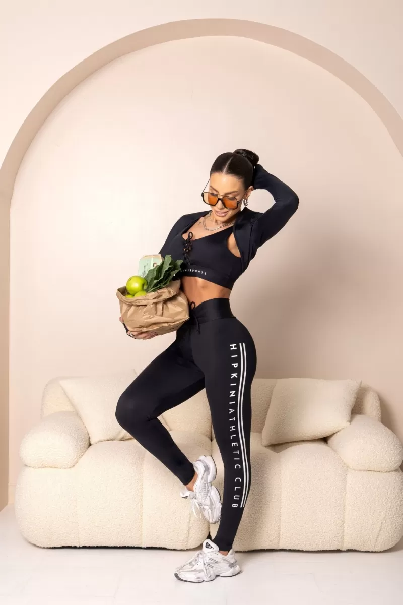 Hipkini - Black Brighten Fitness Leggings with Tie - 33331202 Hipkini - Black Brighten Fitness Leggings with Tie - 33331202
