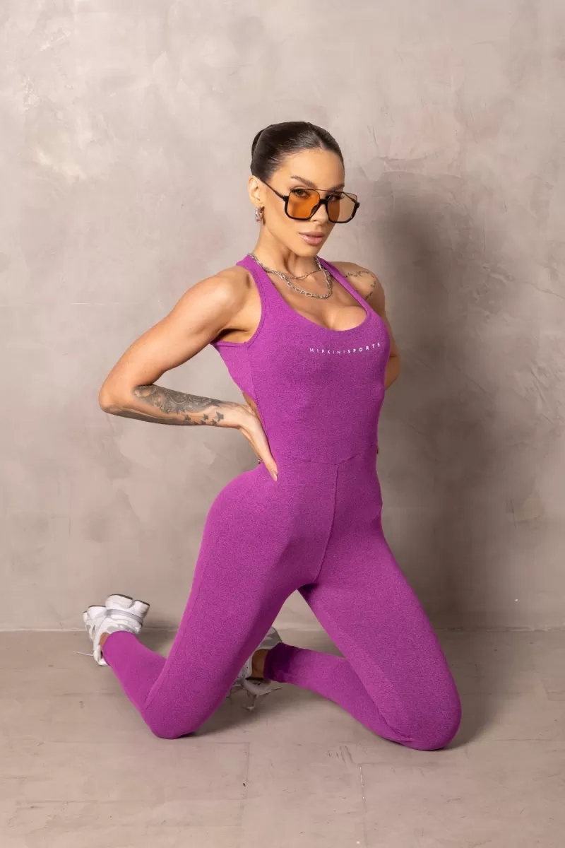 Hipkini - Brighten Raspberry Fitness Jumpsuit with silk - 33331236 Hipkini - Brighten Raspberry Fitness Jumpsuit with silk - 33331236