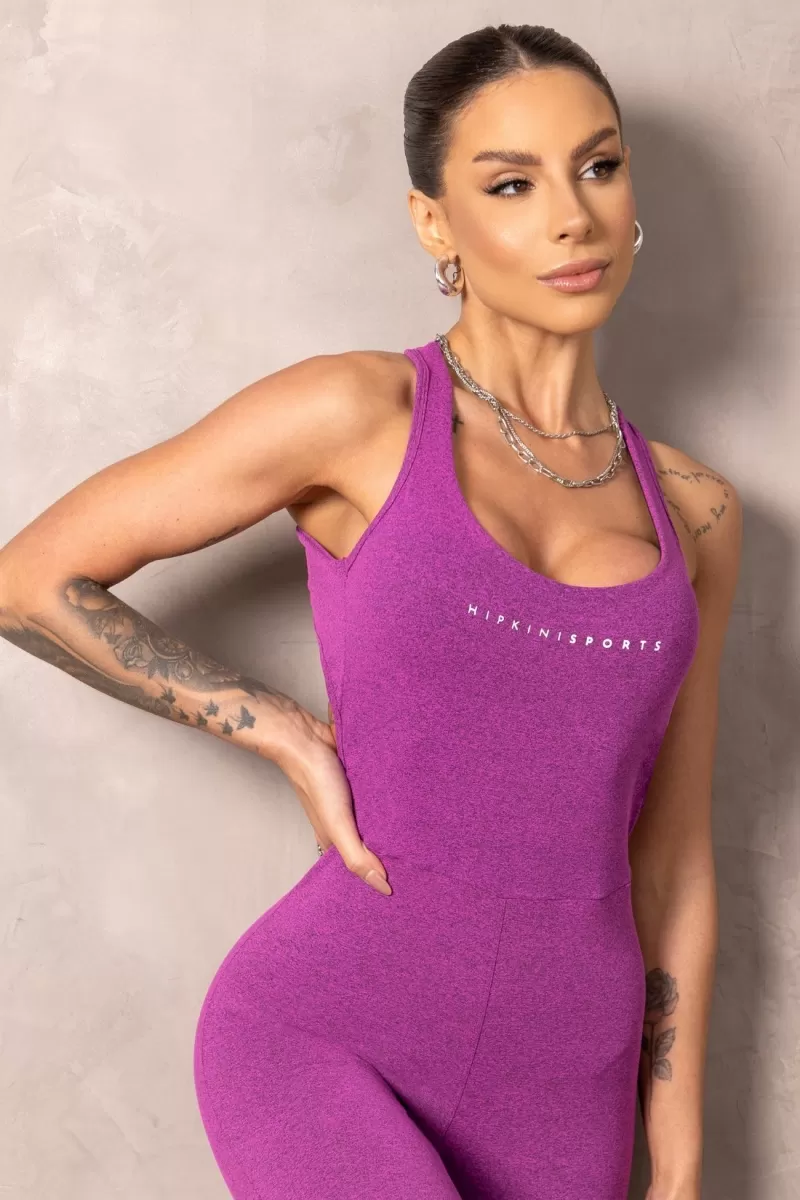 Hipkini - Brighten Raspberry Fitness Jumpsuit with silk - 33331236 Hipkini - Brighten Raspberry Fitness Jumpsuit with silk - 33331236