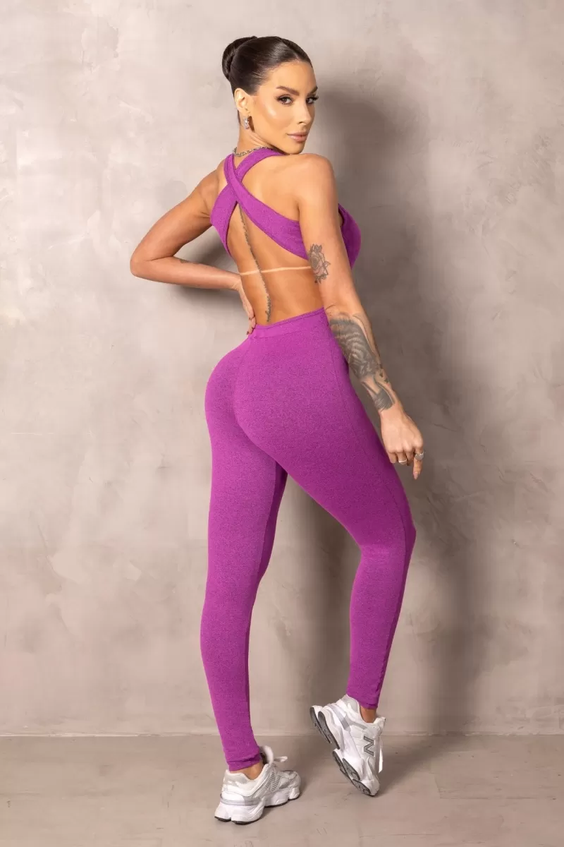 Hipkini - Brighten Raspberry Fitness Jumpsuit with silk - 33331236 Hipkini - Brighten Raspberry Fitness Jumpsuit with silk - 33331236