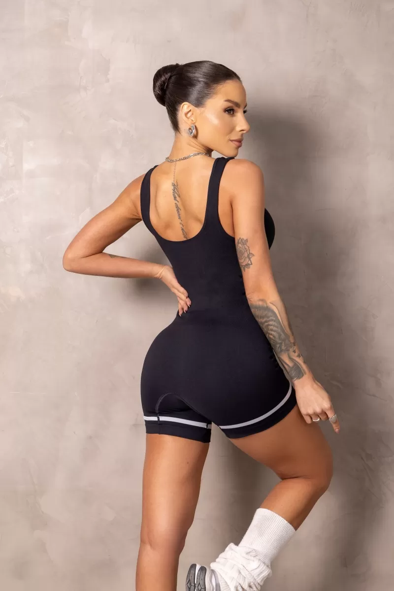Hipkini - Romper Fitness Seamless Brighten Black - 33331361