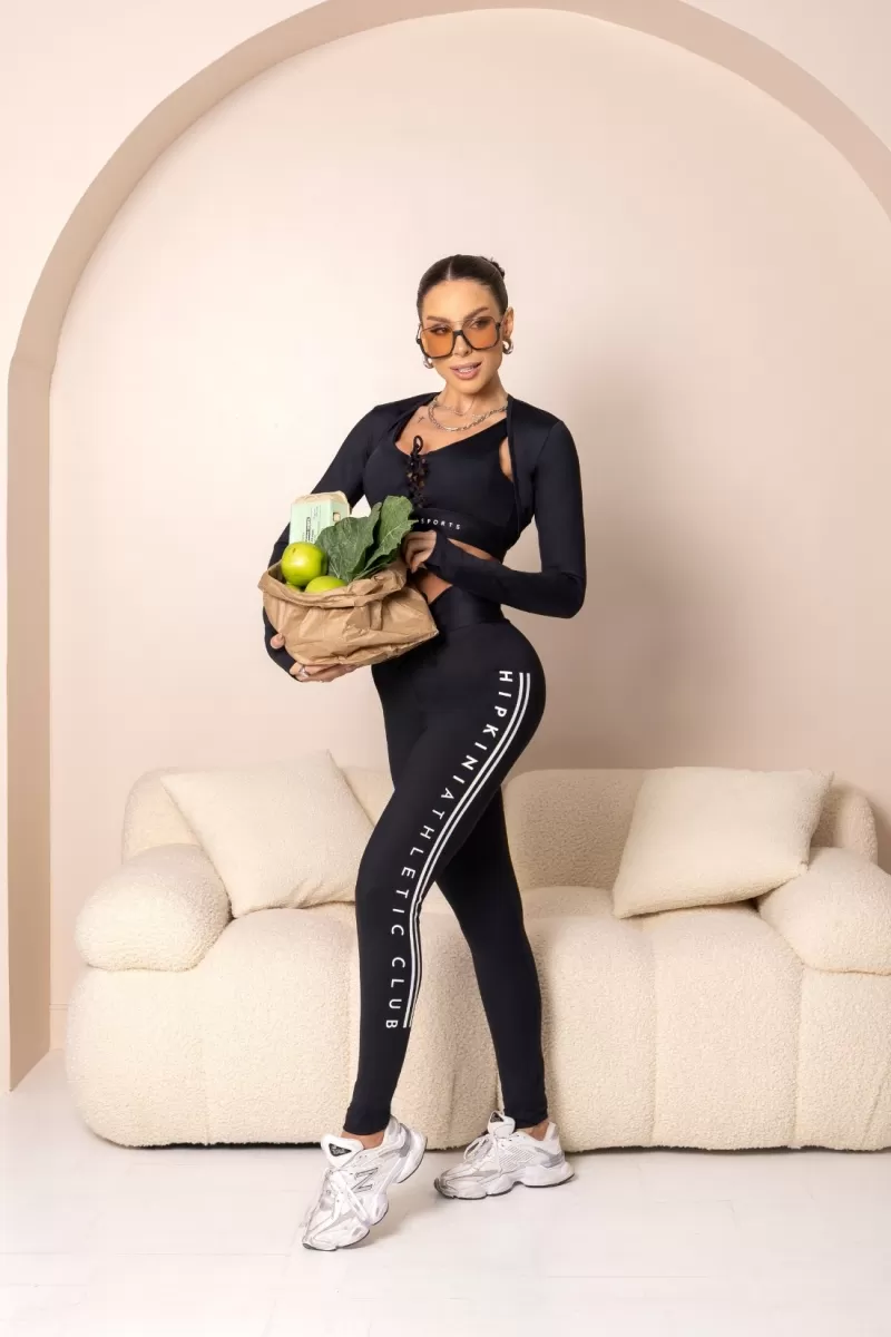 Hipkini - Brighten Dark Black Long Sleeve Fitness Blouse - 33331205