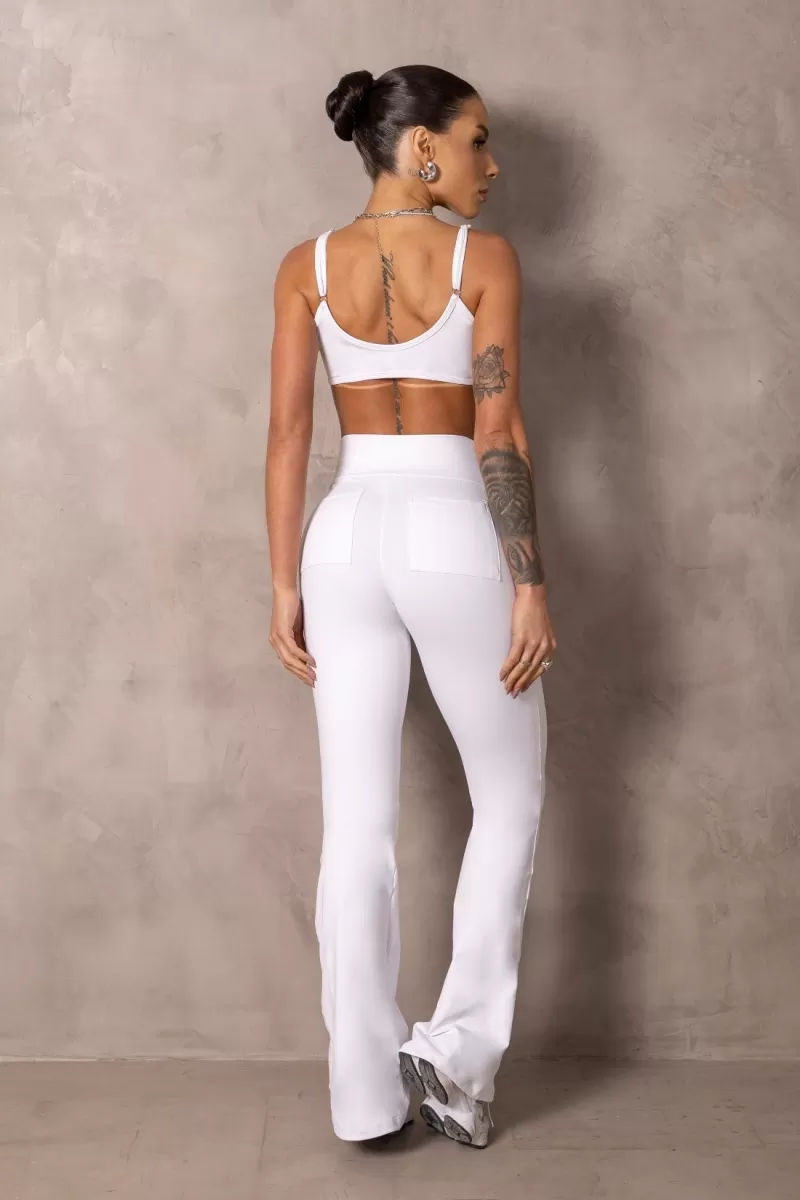 Hipkini - Brighten White Fitness Leggings with Pockets - 33331211