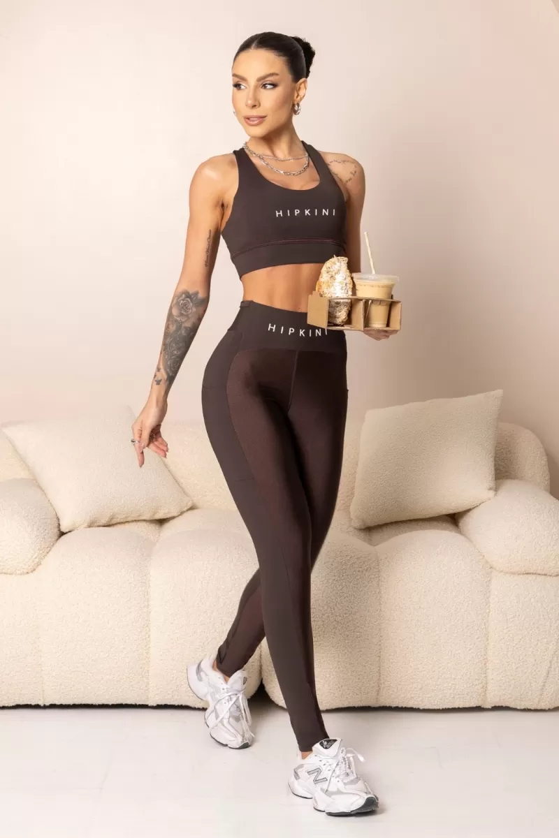 Hipkini - Brighten Brown Fitness Top with Pocket - 33331216