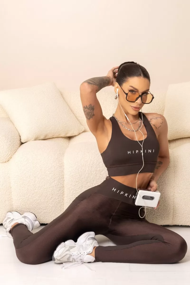 Hipkini - Brighten Brown Fitness Top with Pocket - 33331216