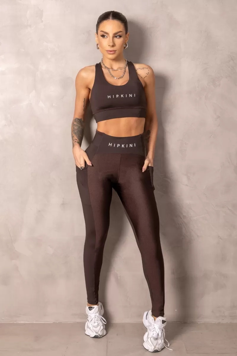 Hipkini - Brighten Brown Fitness Top with Pocket - 33331216