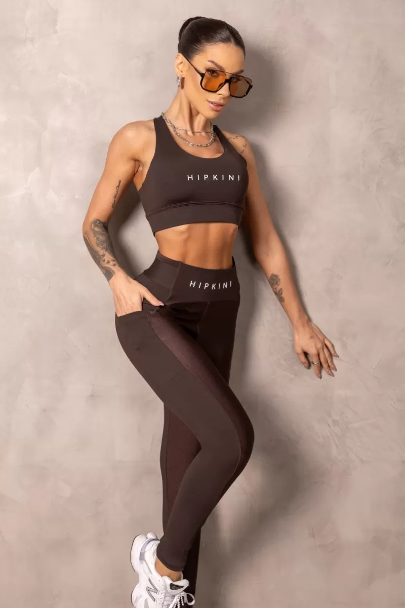 Hipkini - Brighten Brown Fitness Top with Pocket - 33331216