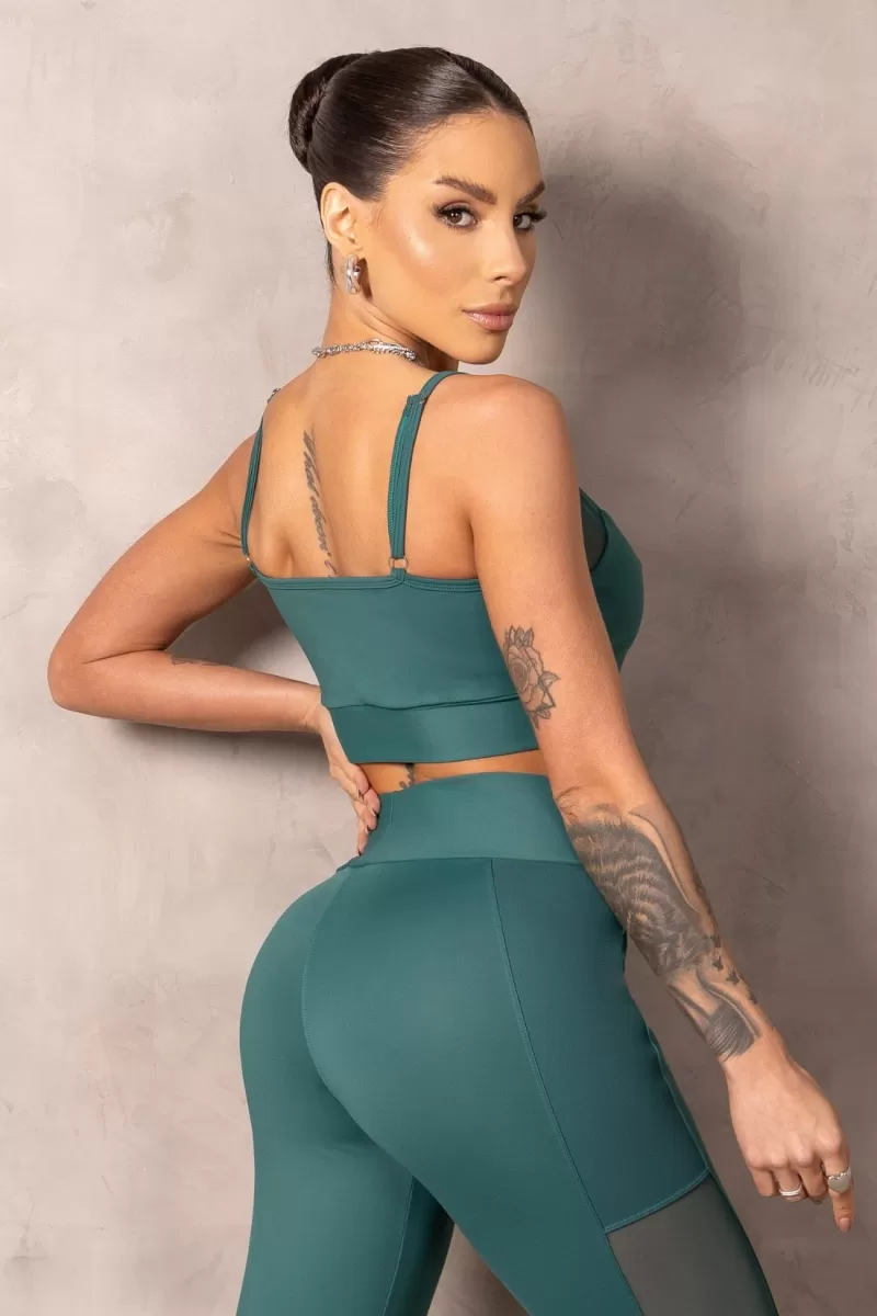 Hipkini - Fitness Brighten Green Top with tulle - 33331223