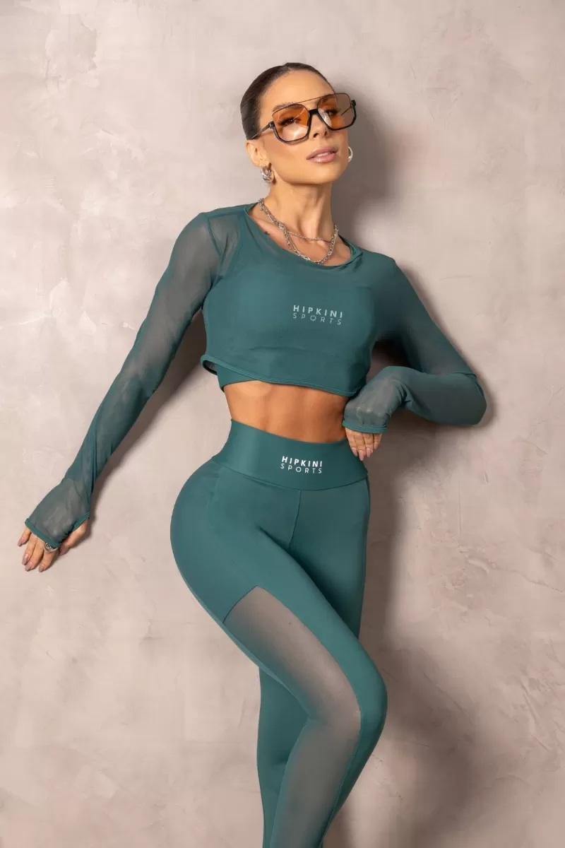 Hipkini - Fitness Brighten Green Top with tulle - 33331223