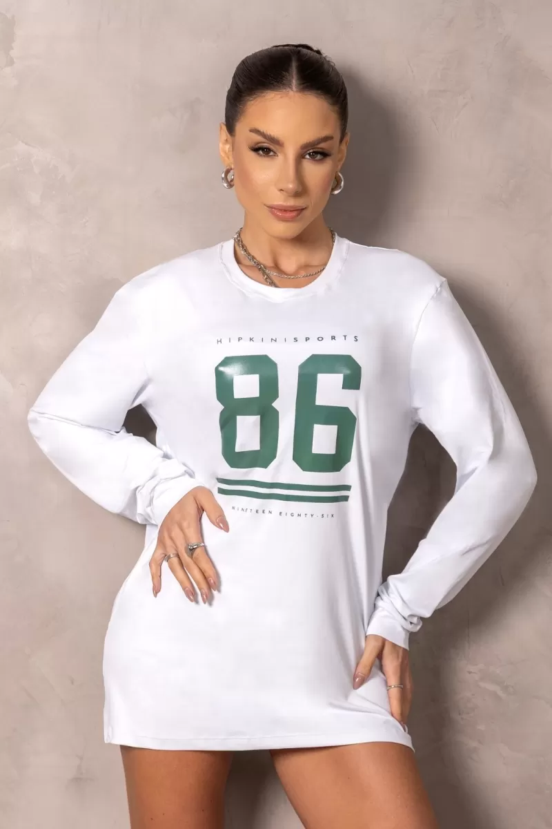 Hipkini - Large T-Shirt Fitness Brighten White Long Sleeve - 33331227