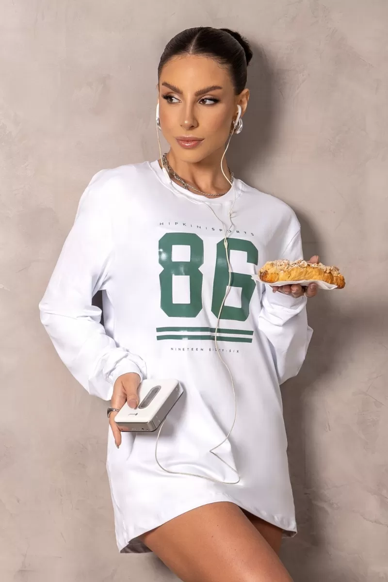 Hipkini - Large T-Shirt Fitness Brighten White Long Sleeve - 33331227