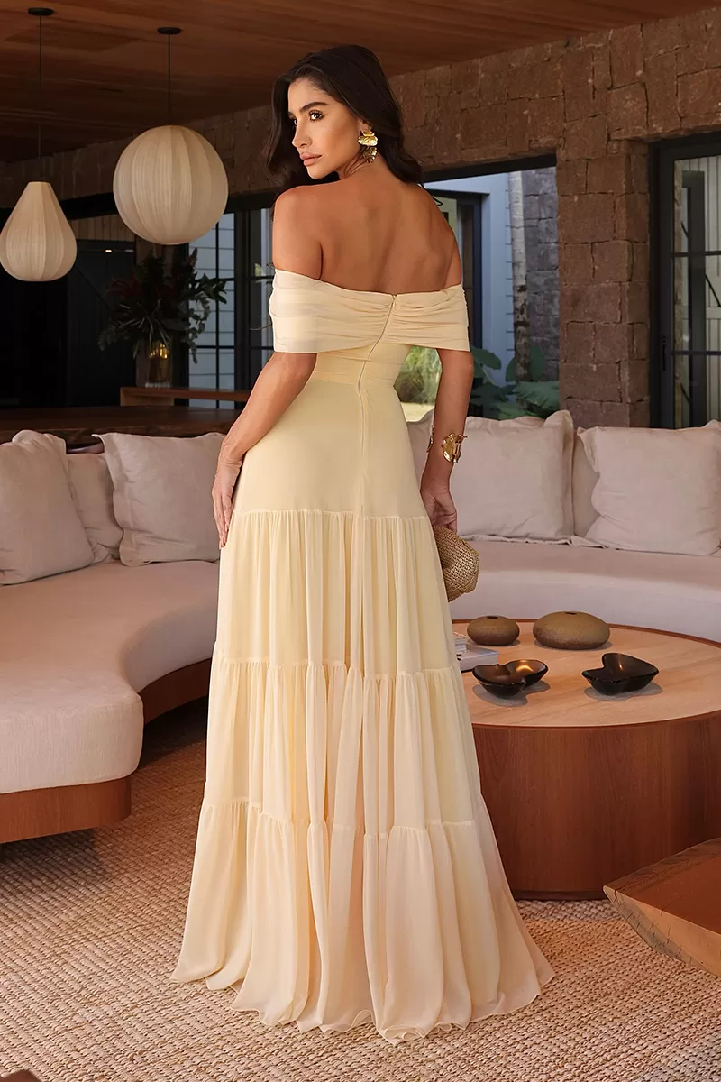 Dot Clothing - Yellow Off Shoulder Long Dot Clothing Dress - 1850AMAR Dot Clothing - Yellow Off Shoulder Long Dot Clothing Dress - 1850AMAR