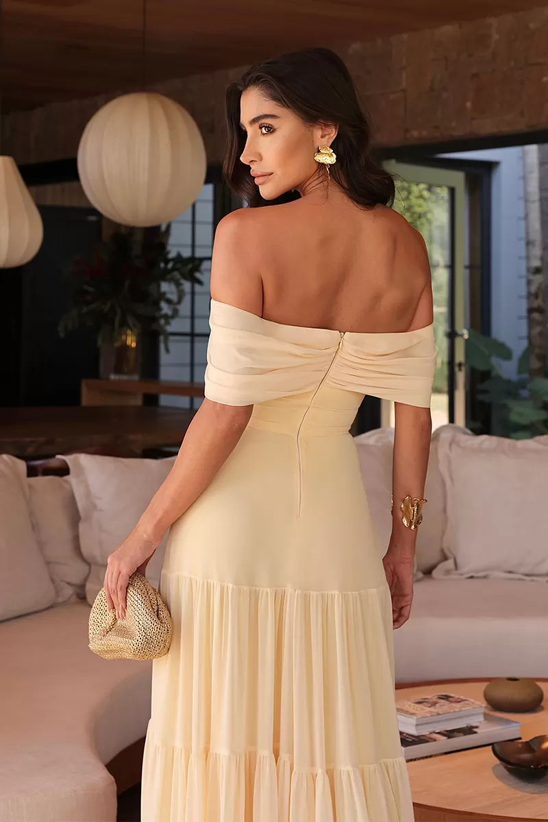 Dot Clothing - Yellow Off Shoulder Long Dot Clothing Dress - 1850AMAR Dot Clothing - Yellow Off Shoulder Long Dot Clothing Dress - 1850AMAR
