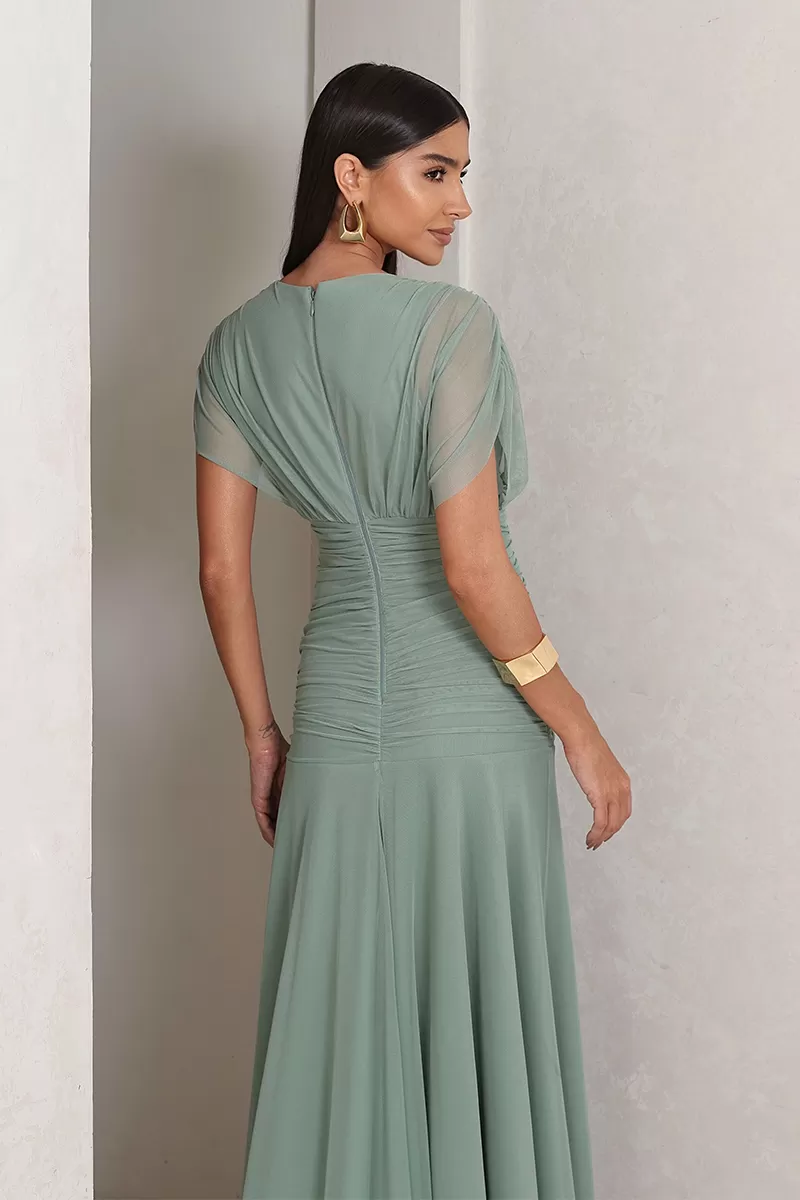 Dot Clothing - Dress Dot Clothing Long tulle on the shoulders light green - 2771VERDECL Dot Clothing - Dress Dot Clothing Long tulle on the shoulders light green - 2771VERDECL