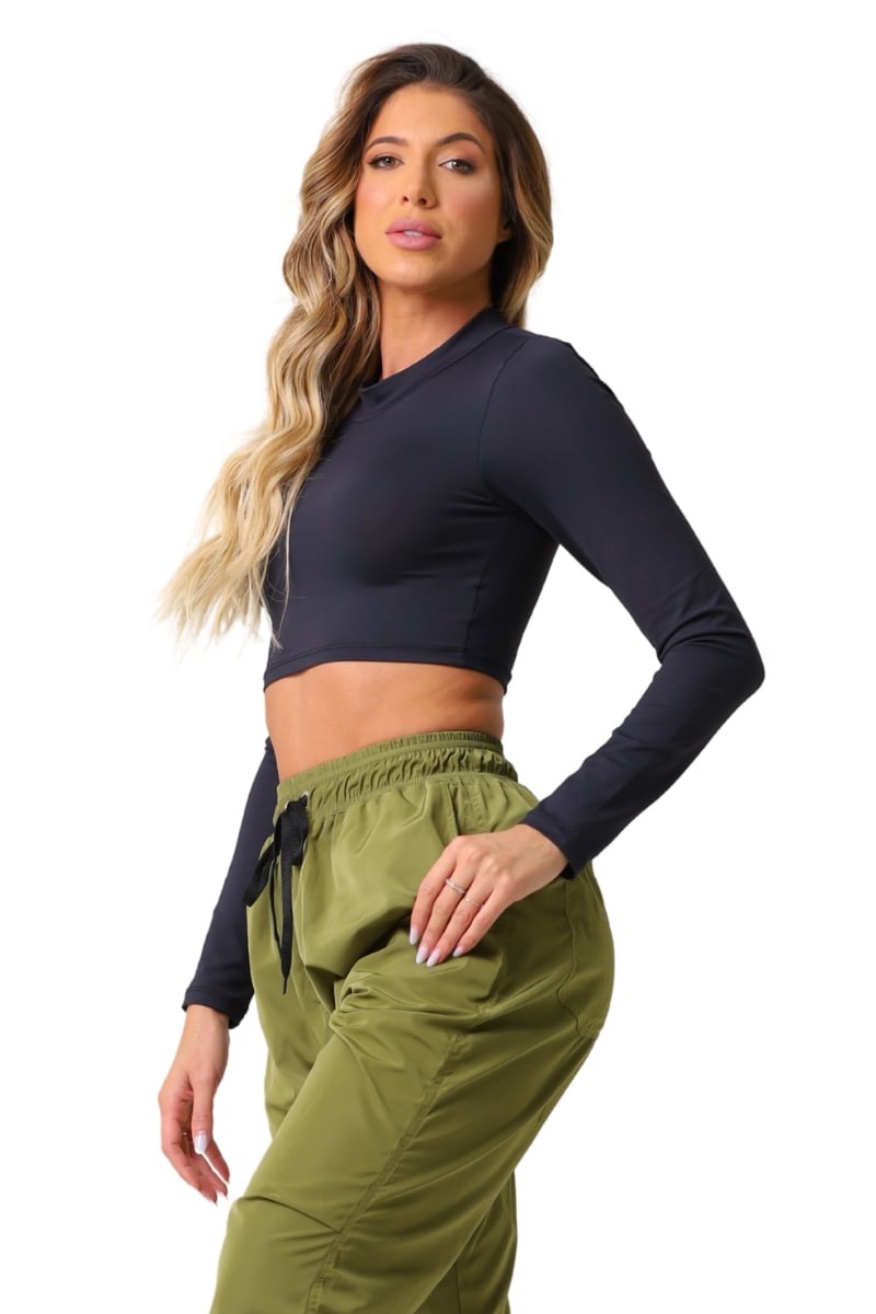 Garotafit - Black Bold Crop Top - BL243A Garotafit - Black Bold Crop Top - BL243A