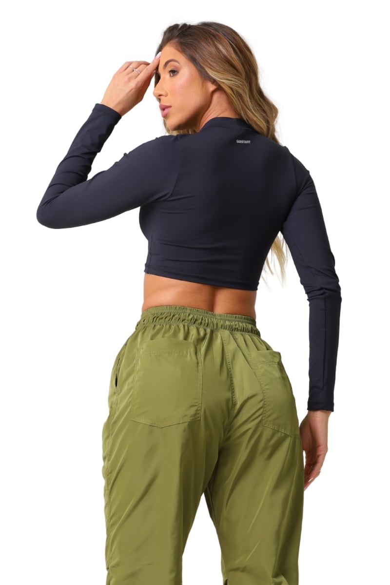 Garotafit - Black Bold Crop Top - BL243A Garotafit - Black Bold Crop Top - BL243A
