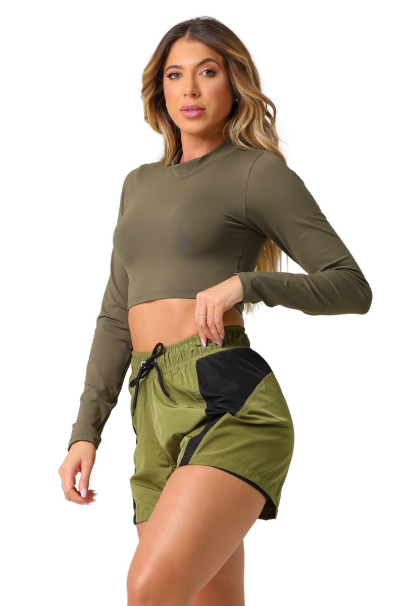 Garotafit - Military Green Bold Crop Top - BL243HM Garotafit - Military Green Bold Crop Top - BL243HM