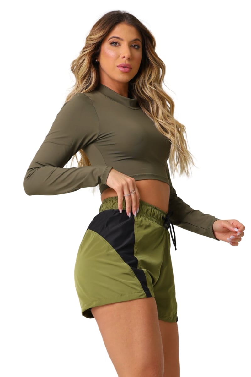 Garotafit - Military Green Bold Crop Top - BL243HM Garotafit - Military Green Bold Crop Top - BL243HM