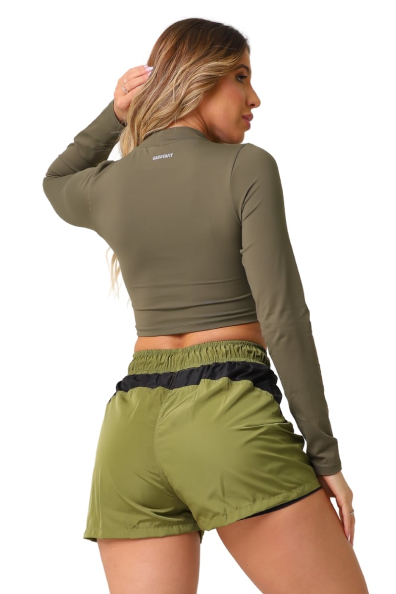 Garotafit - Military Green Bold Crop Top - BL243HM Garotafit - Military Green Bold Crop Top - BL243HM
