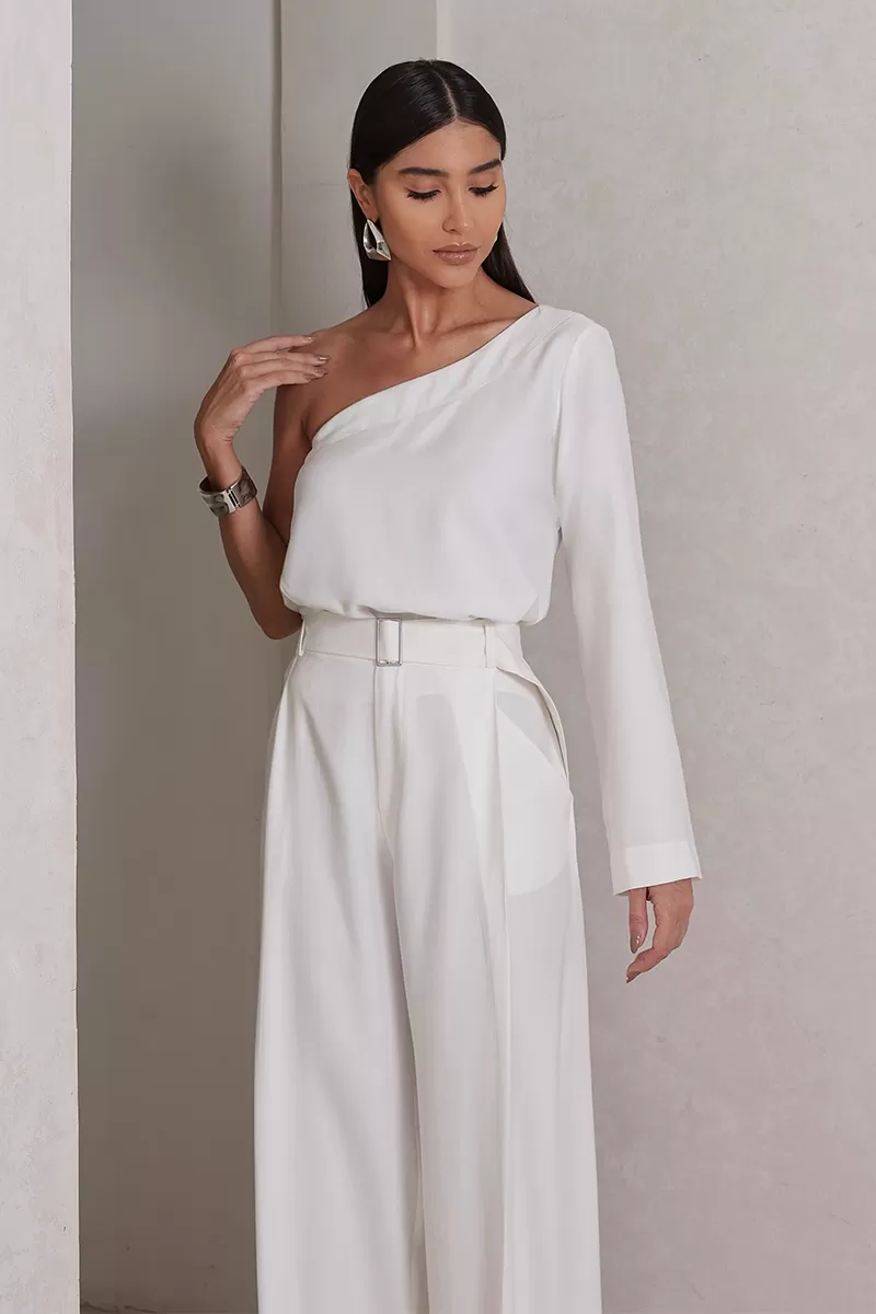 Dot Clothing - Set Dot Clothing Pantalona Shirt One Shoulder Off White - 2756OFF Dot Clothing - Set Dot Clothing Pantalona Shirt One Shoulder Off White - 2756OFF