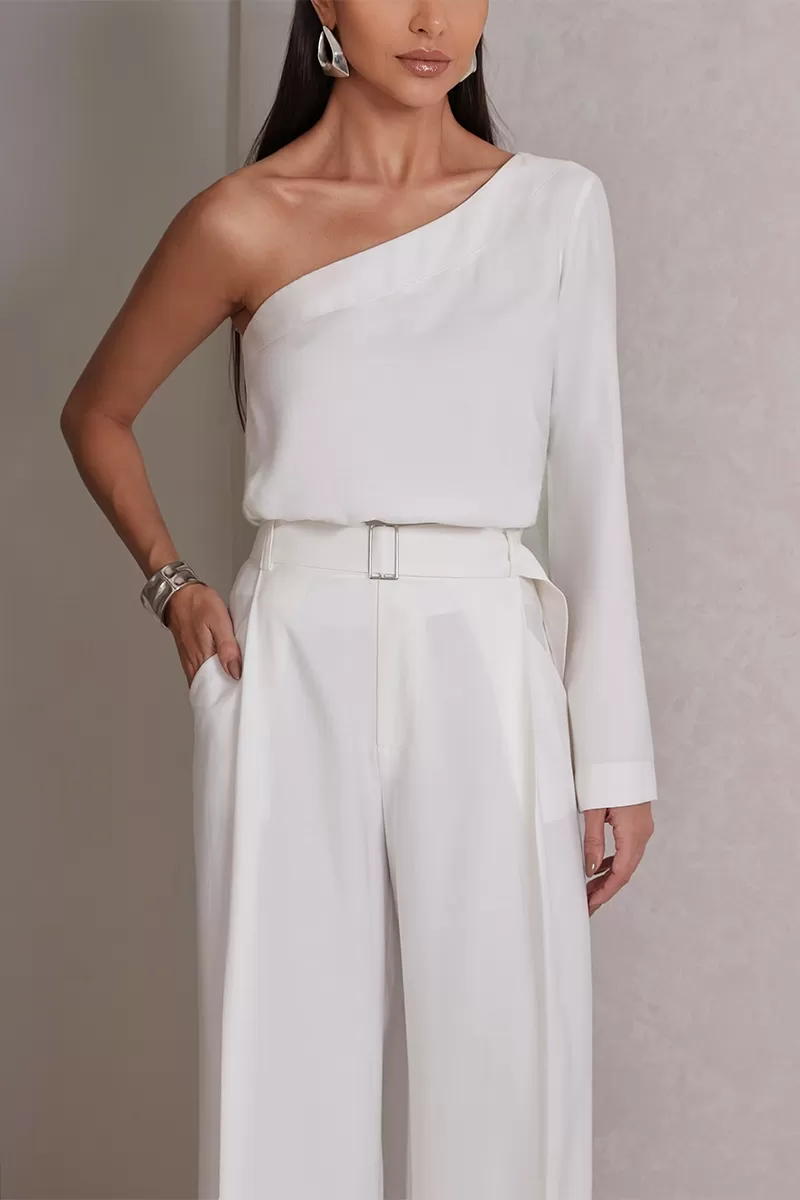 Dot Clothing - Set Dot Clothing Pantalona Shirt One Shoulder Off White - 2756OFF Dot Clothing - Set Dot Clothing Pantalona Shirt One Shoulder Off White - 2756OFF