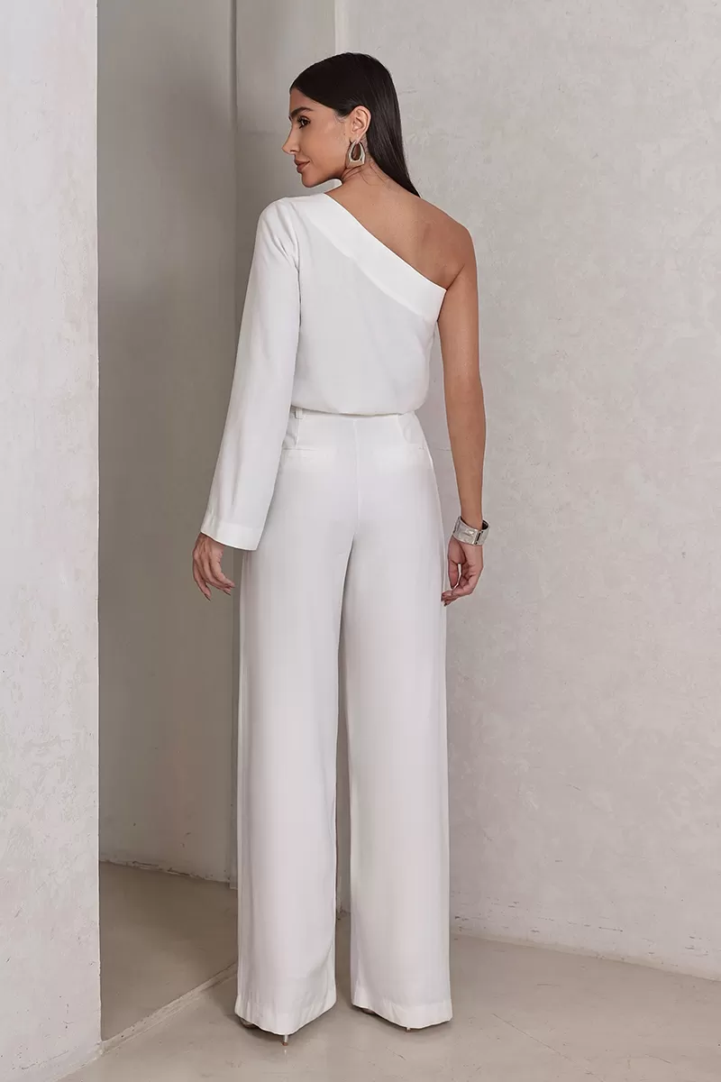 Dot Clothing - Set Dot Clothing Pantalona Shirt One Shoulder Off White - 2756OFF Dot Clothing - Set Dot Clothing Pantalona Shirt One Shoulder Off White - 2756OFF