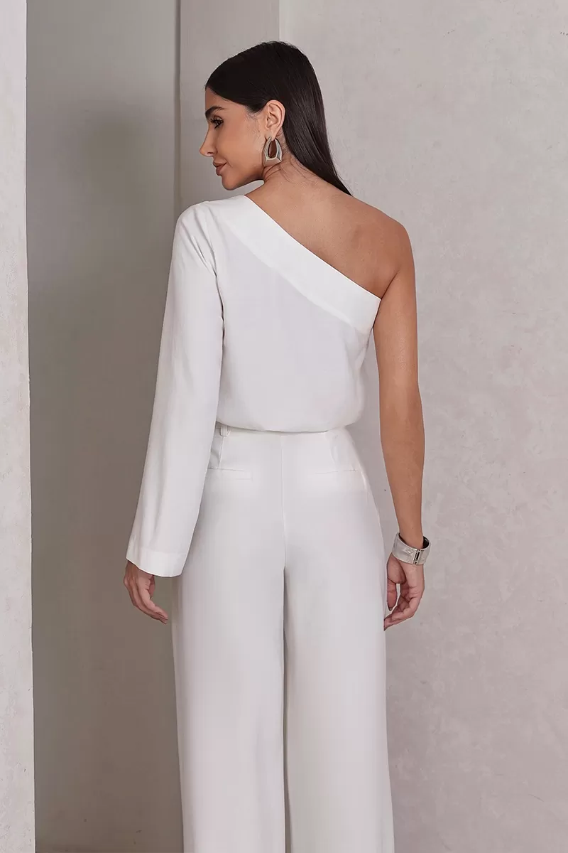 Dot Clothing - Set Dot Clothing Pantalona Shirt One Shoulder Off White - 2756OFF Dot Clothing - Set Dot Clothing Pantalona Shirt One Shoulder Off White - 2756OFF