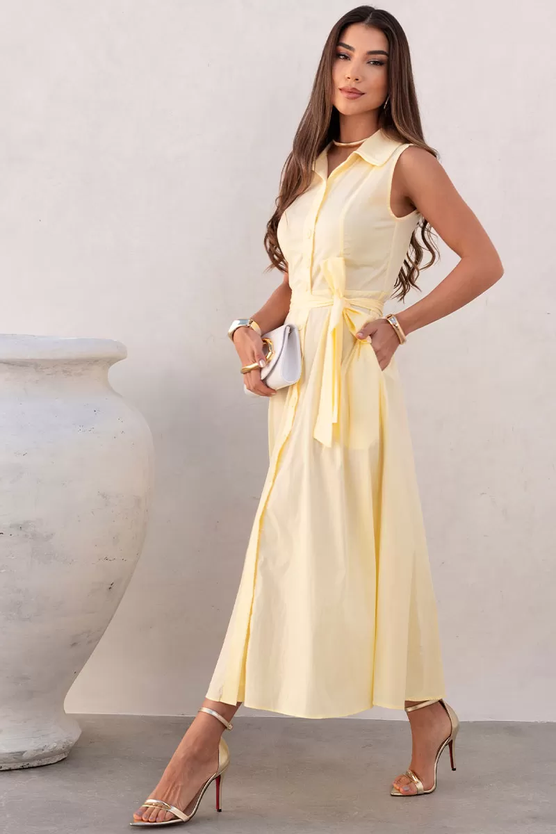 Miss Misses - Rose Midi Open Dress with Yellow Booties and Belt - 54602003 Miss Misses - Rose Midi Open Dress with Yellow Booties and Belt - 54602003