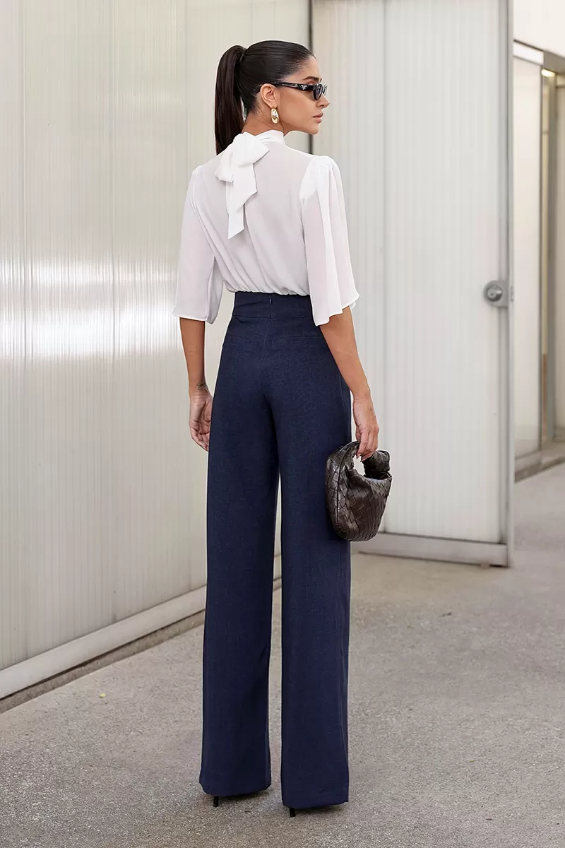 Dot Clothing - Dot Clothing Tailored Pants Crossed at the Waist Blue - 2761AZUL Dot Clothing - Dot Clothing Tailored Pants Crossed at the Waist Blue - 2761AZUL