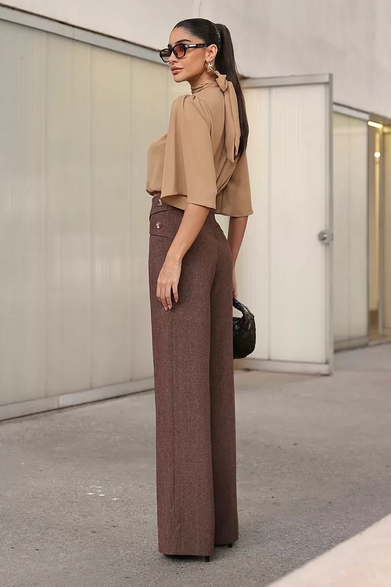 Dot Clothing - Dot Clothing Tailored Pants Crossed at the Waist Brown - 2761MARROM Dot Clothing - Dot Clothing Tailored Pants Crossed at the Waist Brown - 2761MARROM