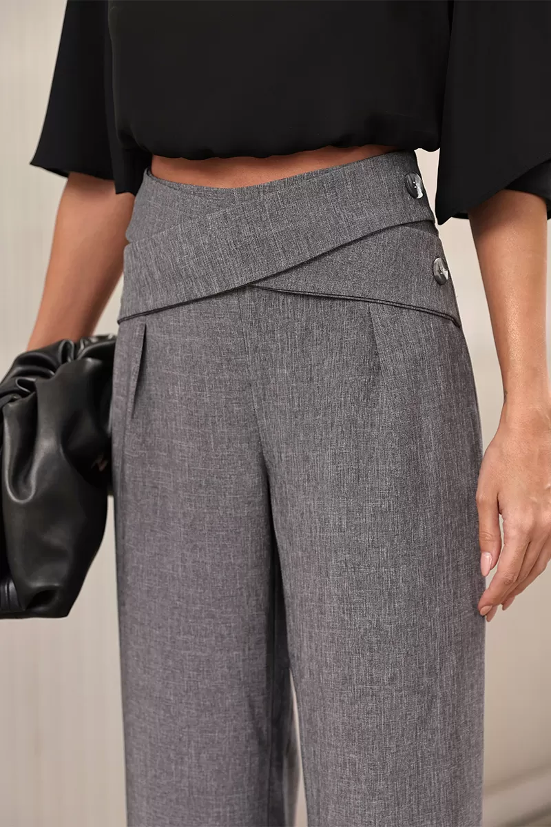 Dot Clothing - Dot Clothing Tailored Pants Crossed at the Waist Gray - 2761CINZA Dot Clothing - Dot Clothing Tailored Pants Crossed at the Waist Gray - 2761CINZA