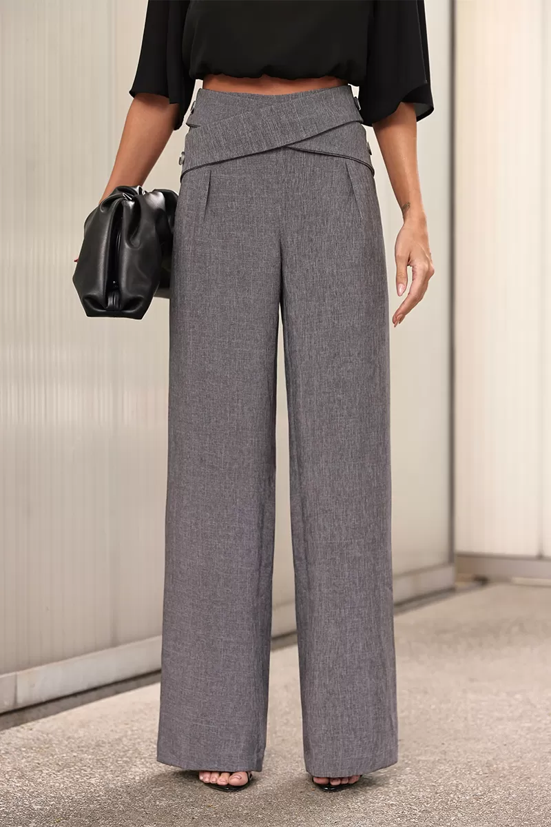 Dot Clothing - Dot Clothing Tailored Pants Crossed at the Waist Gray - 2761CINZA Dot Clothing - Dot Clothing Tailored Pants Crossed at the Waist Gray - 2761CINZA