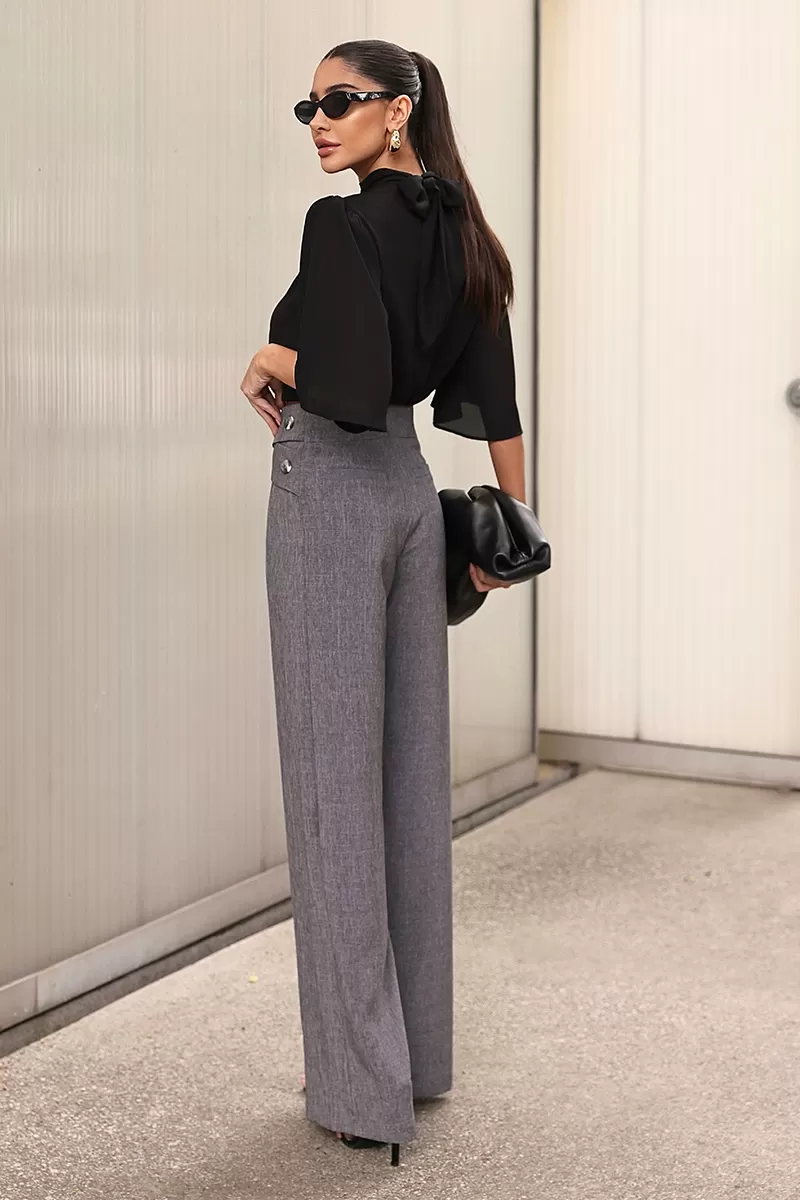 Dot Clothing - Dot Clothing Tailored Pants Crossed at the Waist Gray - 2761CINZA Dot Clothing - Dot Clothing Tailored Pants Crossed at the Waist Gray - 2761CINZA