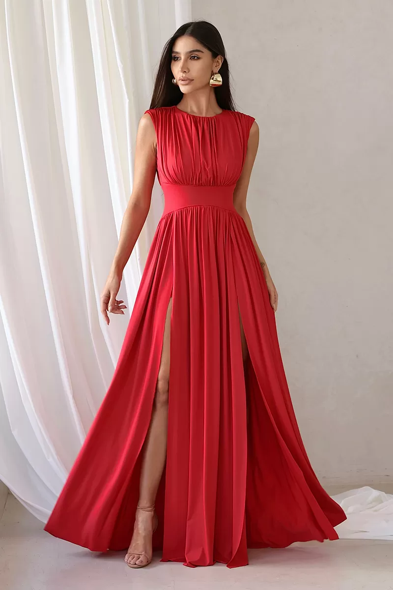 Dot Clothing - Dot Clothing Long Dress with 2 Slits in Red - 2776VERMELHO