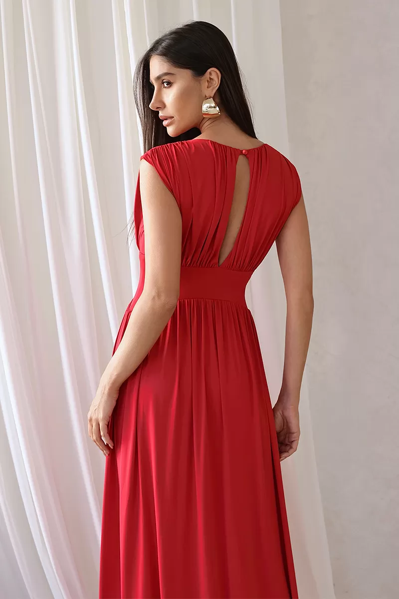 Dot Clothing - Dot Clothing Long Dress with 2 Slits in Red - 2776VERMELHO Dot Clothing - Dot Clothing Long Dress with 2 Slits in Red - 2776VERMELHO