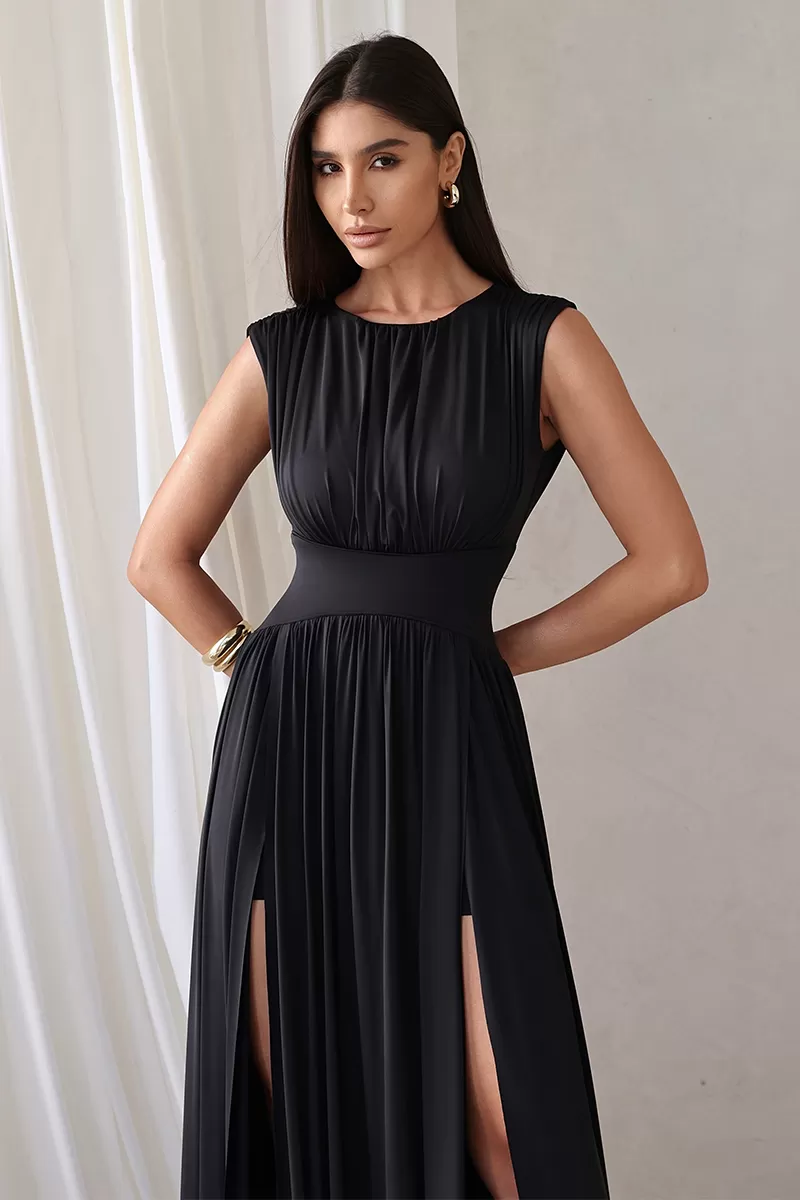 Dot Clothing - Dot Clothing Long Dress with 2 Slits in Black - 2776PRETO Dot Clothing - Dot Clothing Long Dress with 2 Slits in Black - 2776PRETO